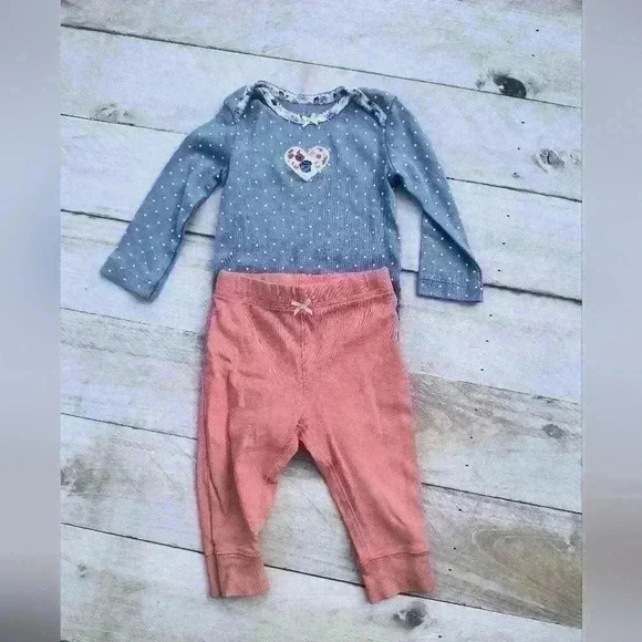 Carter's Baby Girl Polka Dot One Piece With Stretch Pants Blue Pink Size 6 Month - Picture 8 of 8